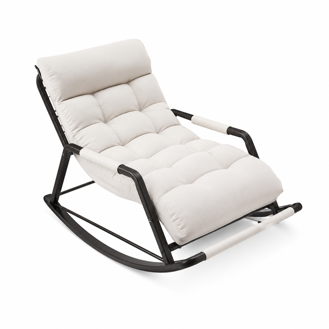 Rocking Chair OKLO en tissu capitonné – vue de face