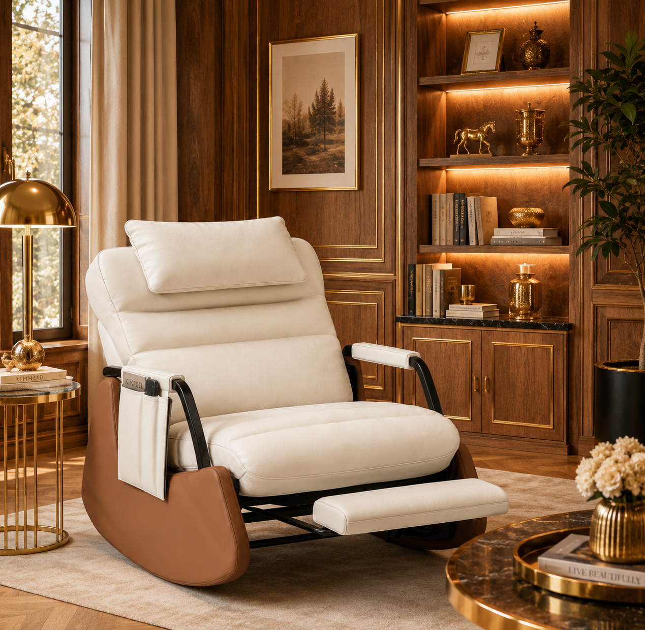 Rocking Chair OSLO en cuir synthétique – vue trois quarts